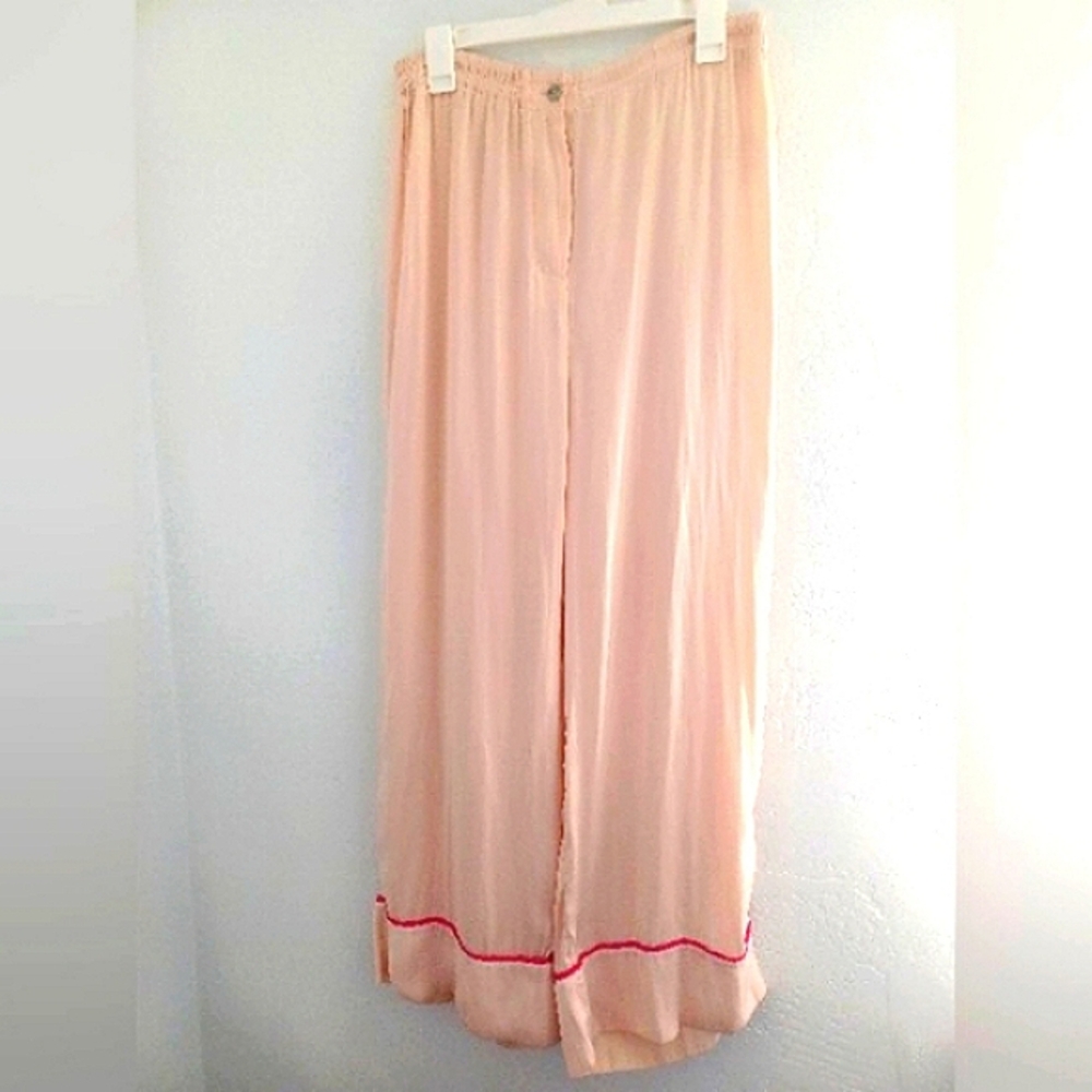 Free People Peach Pink Wide-Leg Pajama Pants